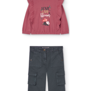 Conjunto "Love Live Bloom" con Pantalón Cargo