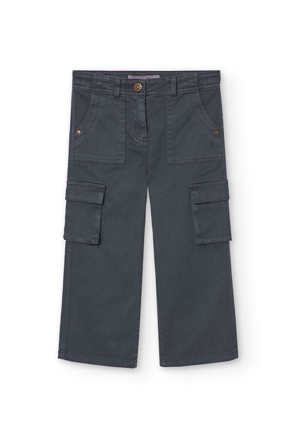 Pantalón sarga elástica de niña -BCI - antracita