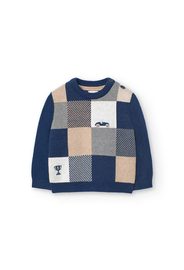 Jersey tricotosa de bebé niño -BCI - marino