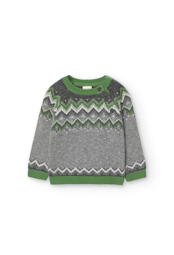 Jersey tricotosa jacquard de bebé niño - gris vigoré