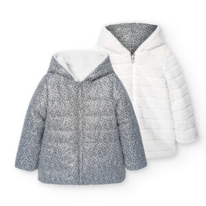 Parka reversible tejido técnico de niña - estampado corazones flor