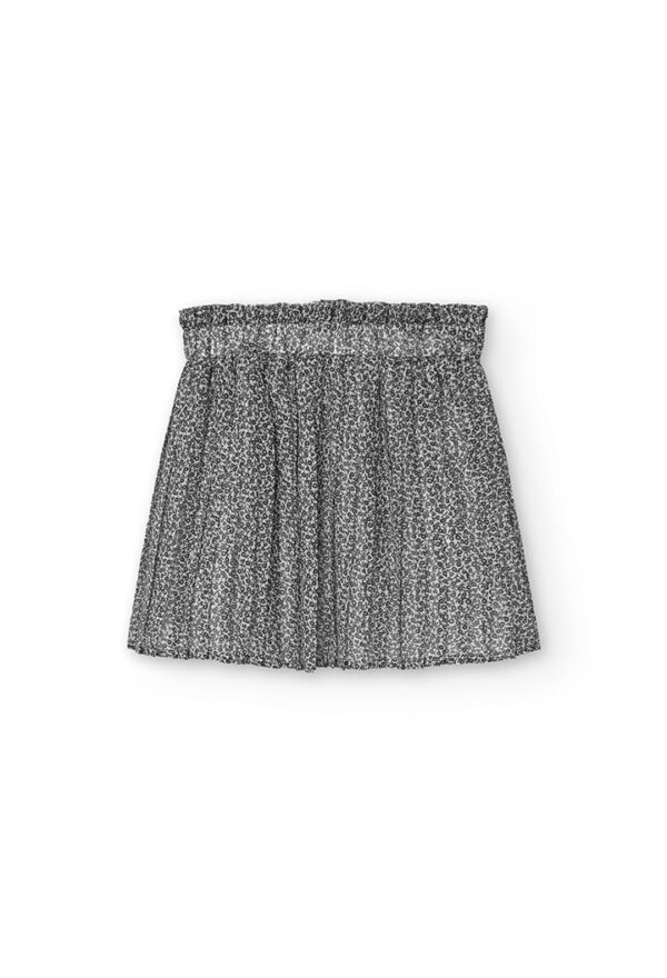 Falda gasa plisada de niña -BCI - estampado corazones flor
