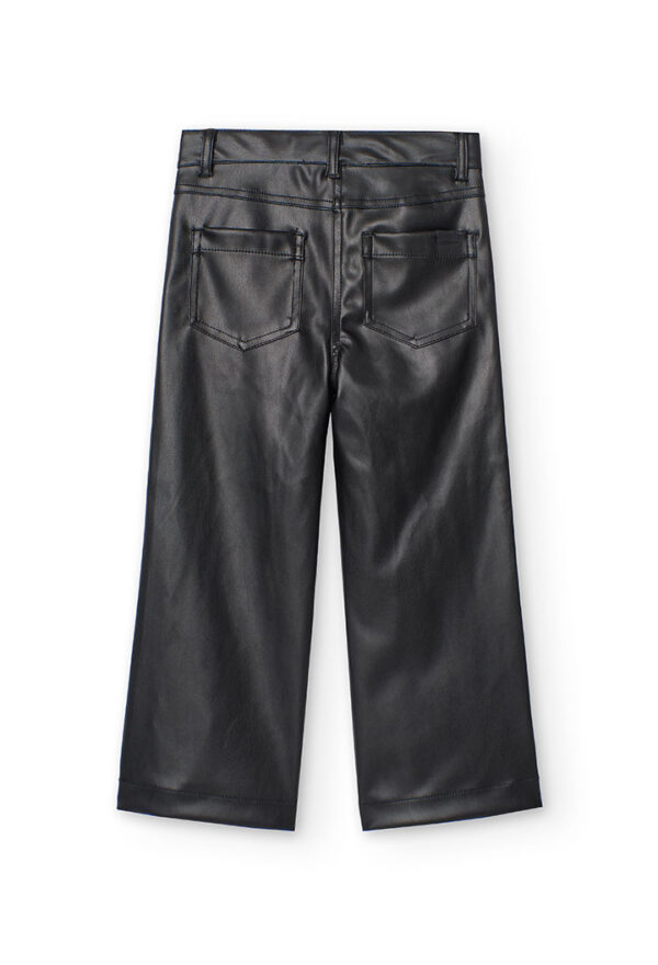 Pantalón polipiel de niña - NEGRO - Image 2