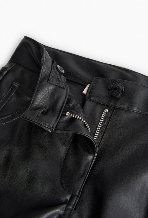 Pantalón polipiel de niña - NEGRO - Image 3