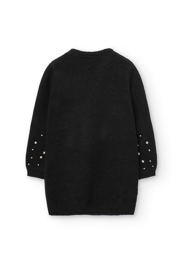 Vestido tricotosa con perlas de niña - NEGRO - Image 2