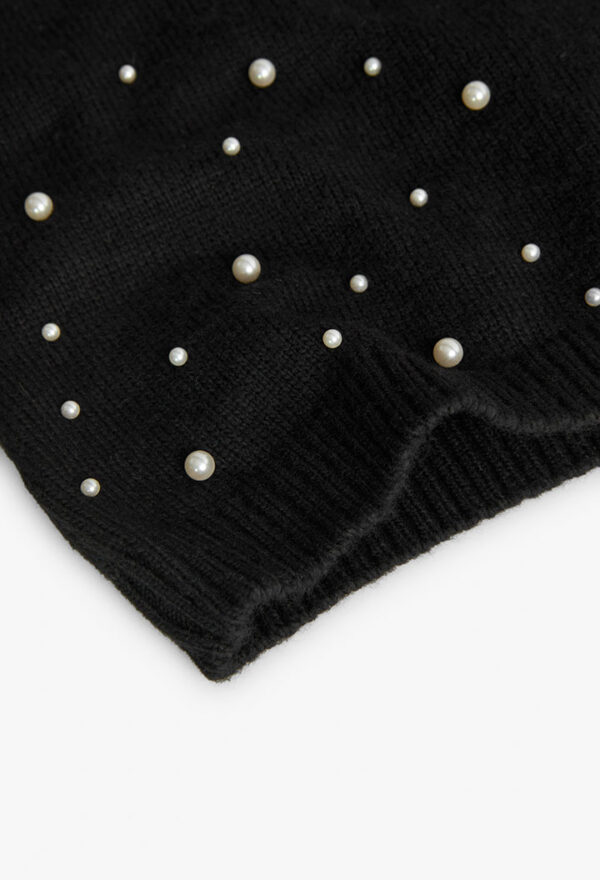 Vestido tricotosa con perlas de niña - NEGRO - Image 4