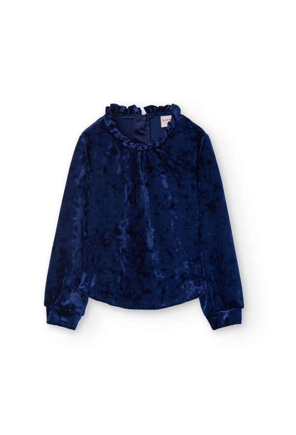 Camiseta terciopelo de niña - marino