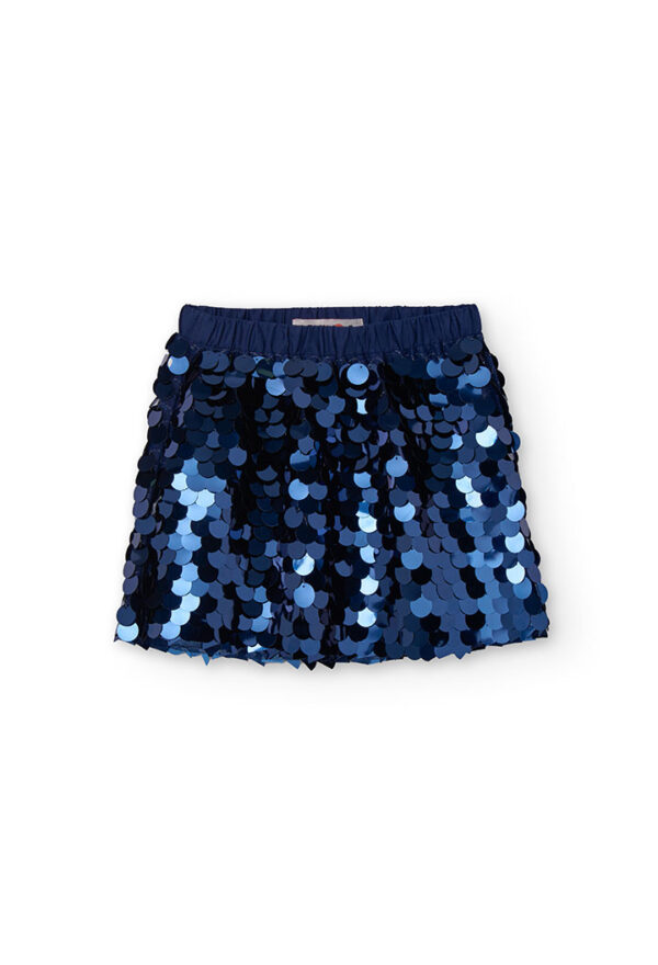 Falda con lentejuelas de niña -BCI - marino