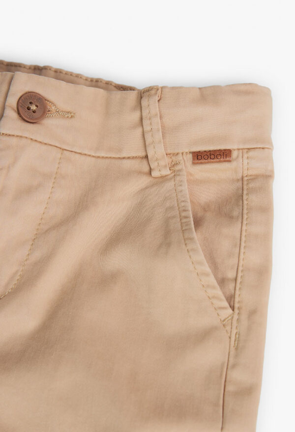 Pantalón satén elástico de niño -BCI - camel - Image 3