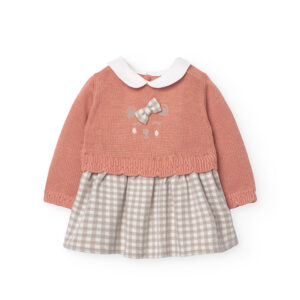 Vestido tricotosa combinado de bebé -BCI - mandarine