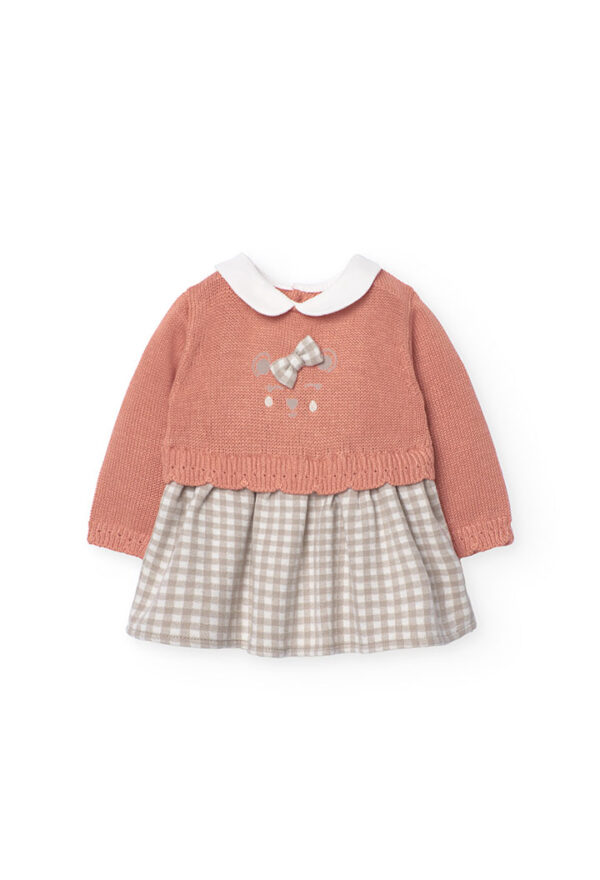 Vestido tricotosa combinado de bebé -BCI - mandarine