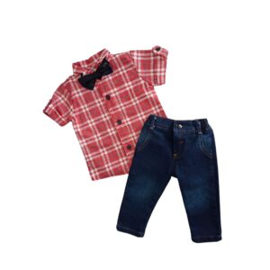 Conjunto Casual Cuadros Rojos
